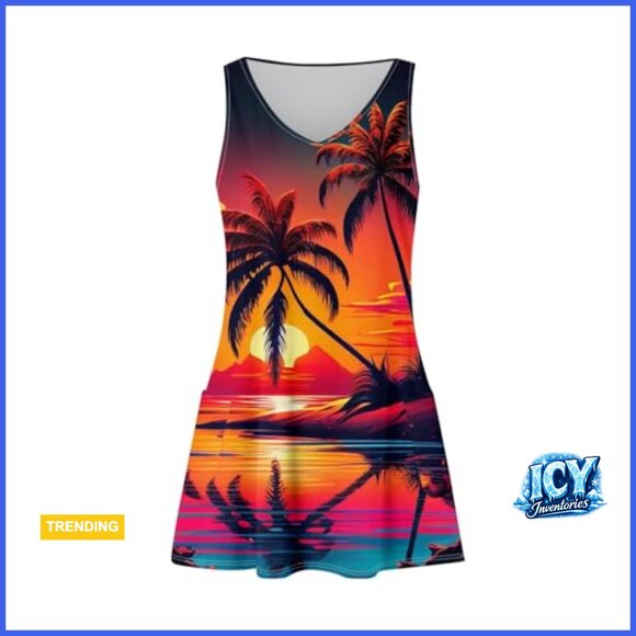 V-Neck Sleeveless Midi Sundress with Pockets, Casual Boho Beach Dress - Picture 5 of 7